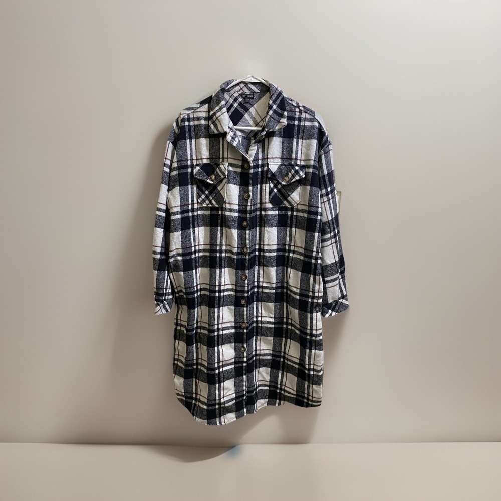 Coco + Carmen Edith Shacket Plaid Women's Size L/Xl Black Gray‎